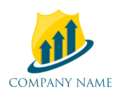 Make an investment logo shield and growth arrows