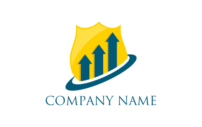 Make an investment logo shield and growth arrows