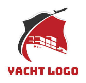 transportation logo ship & airplane with shield