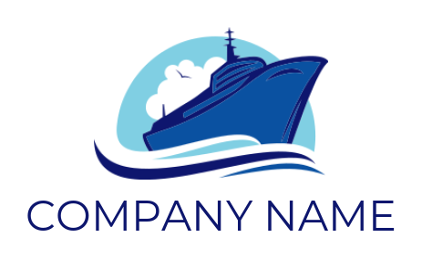 create a transportation logo sailing Sailboat or ship over swoosh waves with clouds