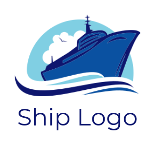 create a transportation logo sailing Sailboat or ship over swoosh waves with clouds