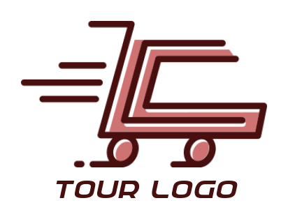 alphabets logo shopping cart forming Letter C
