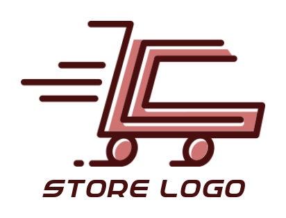 Make a Letter C logo shopping cart inside letter C