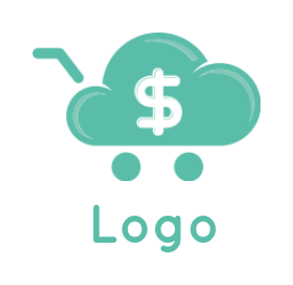 online shop logo dollar sign in cloud-shaped cart