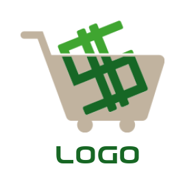 Make a of shopping cart with dollar sign