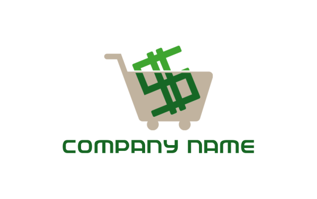 Make a logo of shopping cart with dollar sign
