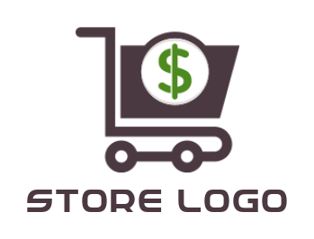 eshop logo shopping cart with dollar sign