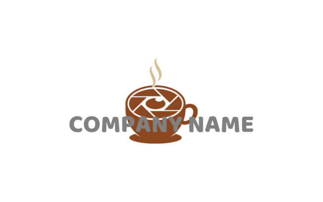 logo design of shutter inside coffee cup 