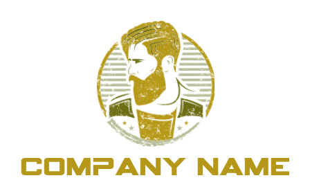 Create a fashion logo of beard man side profile in circle