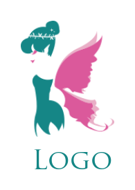 beauty logo icon side profile pixie with wings