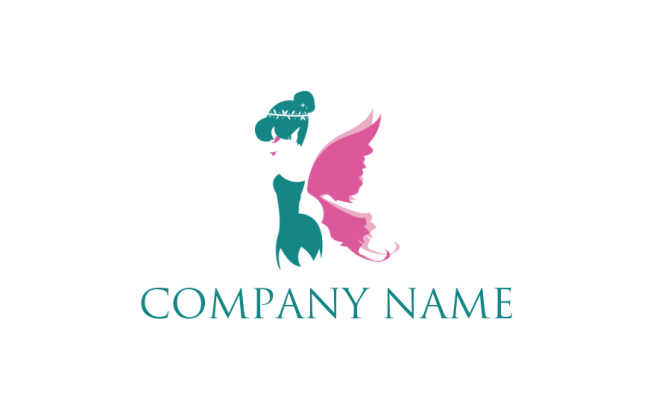 beauty logo icon side profile of pixie with wings - logodesign.net