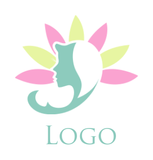 beauty logo side profile of woman with petals