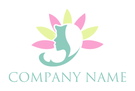 create a beauty logo side profile of woman with flower petals around