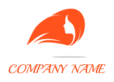 design a beauty logo side profile of woman with long hair 