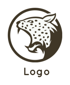 animal logo icon roaring cheetah in circle