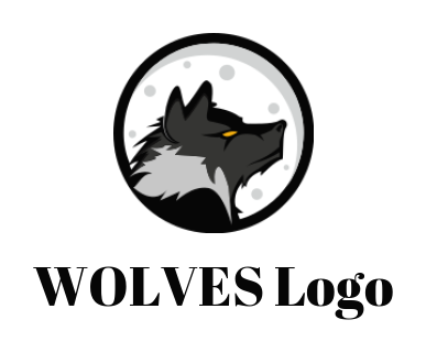 animal logo of side profile wolf face in circle