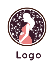 beauty logo silhouette pregnant woman in circle
