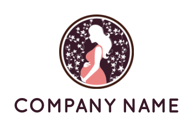 beauty logo silhouette pregnant woman in circle