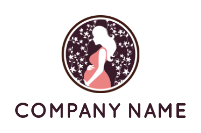 beauty logo maker silhouette pregnant woman in circle - logodesign.net