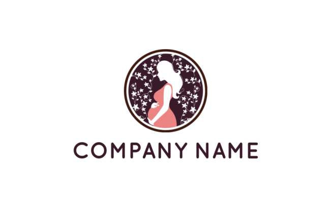 beauty logo maker silhouette pregnant woman in circle - logodesign.net