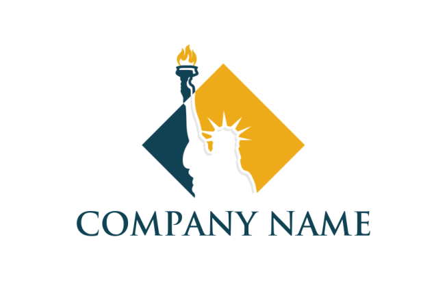 community logo online silhouette statue of liberty in rhombus - logodesign.net