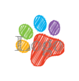 sketch of colorful pet paw for veterinary and pet shops