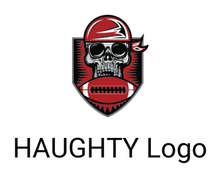 sports logo skull wearing bandanna with football