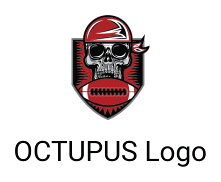 make a sports logo skull wearing bandanna with football - logodesign.net