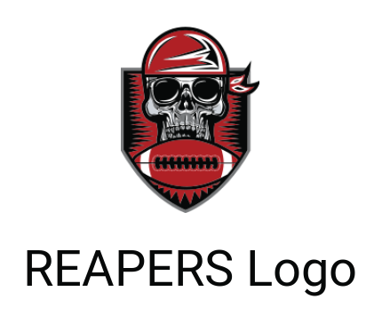 skull wearing bandanna with football 