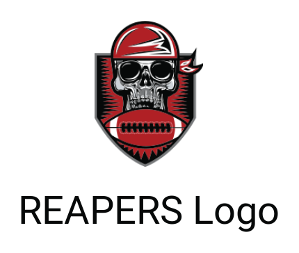 make a sports logo skull wearing bandanna with football - logodesign.net