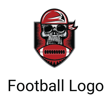 sports logo skull wearing bandanna with football