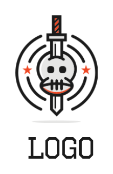 sports logo icon skull with sword and football