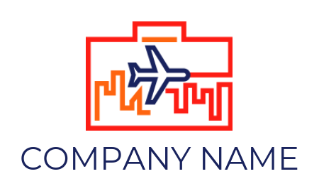 Travel logo skyline briefcase airplane