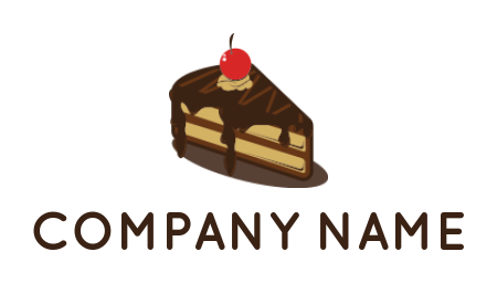slice of cake with cherry logo icon