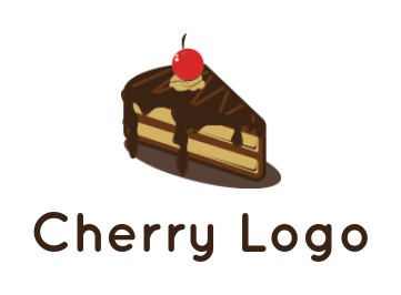 make a food logo maker slice of cake with cherry