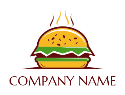 make a food logo smoking burger with lettuce - logodesign.net