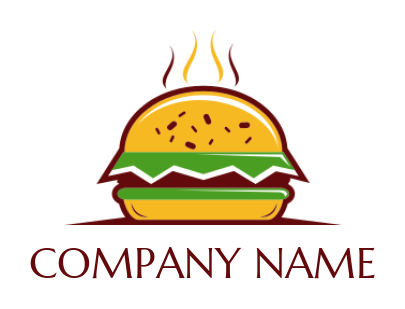 smoking burger with lettuce logo maker
