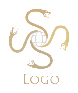 animal logo snakes around globe