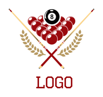 sports logo snooker balls sticks with wreath