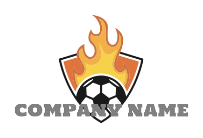soccer ball with flame in shield 