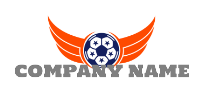 soccer ball with spreading wings and stars 