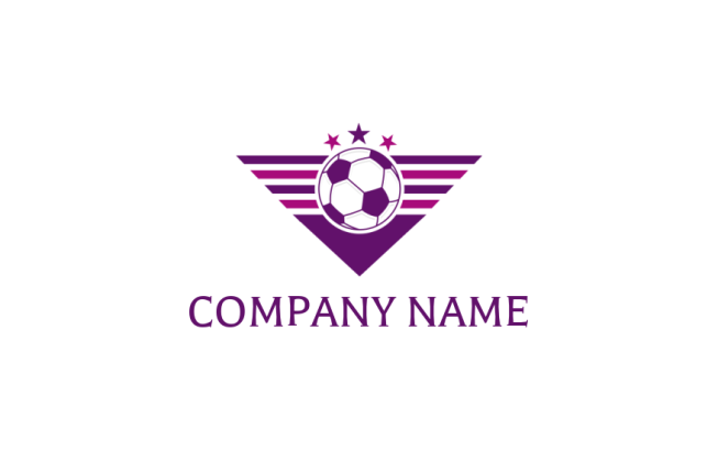 sports logo soccer front of triangle with stars