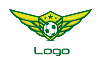 sports log soccer in line art shield with wings