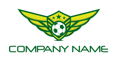 sports log soccer in line art shield with wings