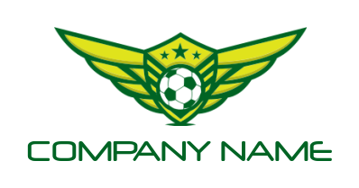 sports logo symbol - soccer in line art shield with wings - logodesign.net