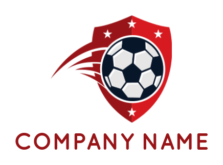 sports logo soccer in the shield with swooshes