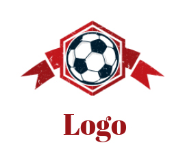 create a sports logo maker soccer with ribbon