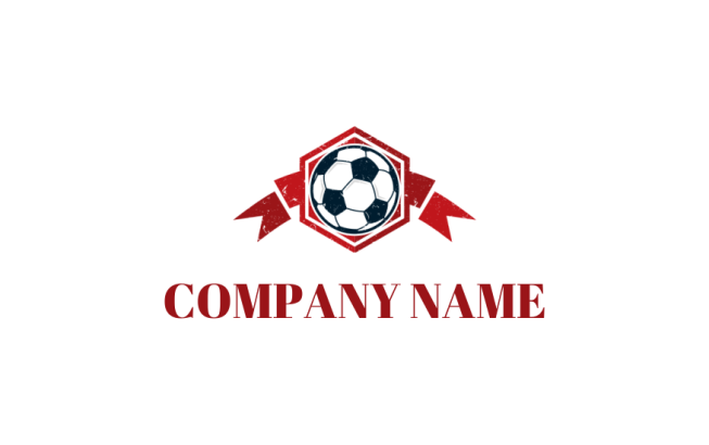 create a sports logo maker soccer with ribbon