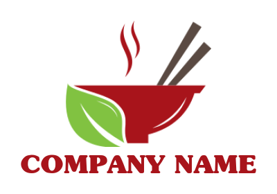 make a restaurant logo bowl with leaf with bowl