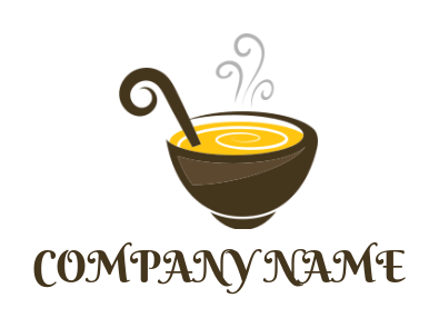 create a logo of soup in bowl with smoke 